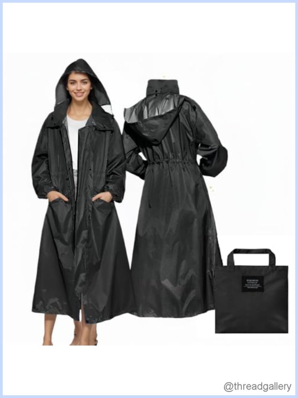Womens Long Raincoat Waterproof Packable Hooded Windbreaker Lightweight